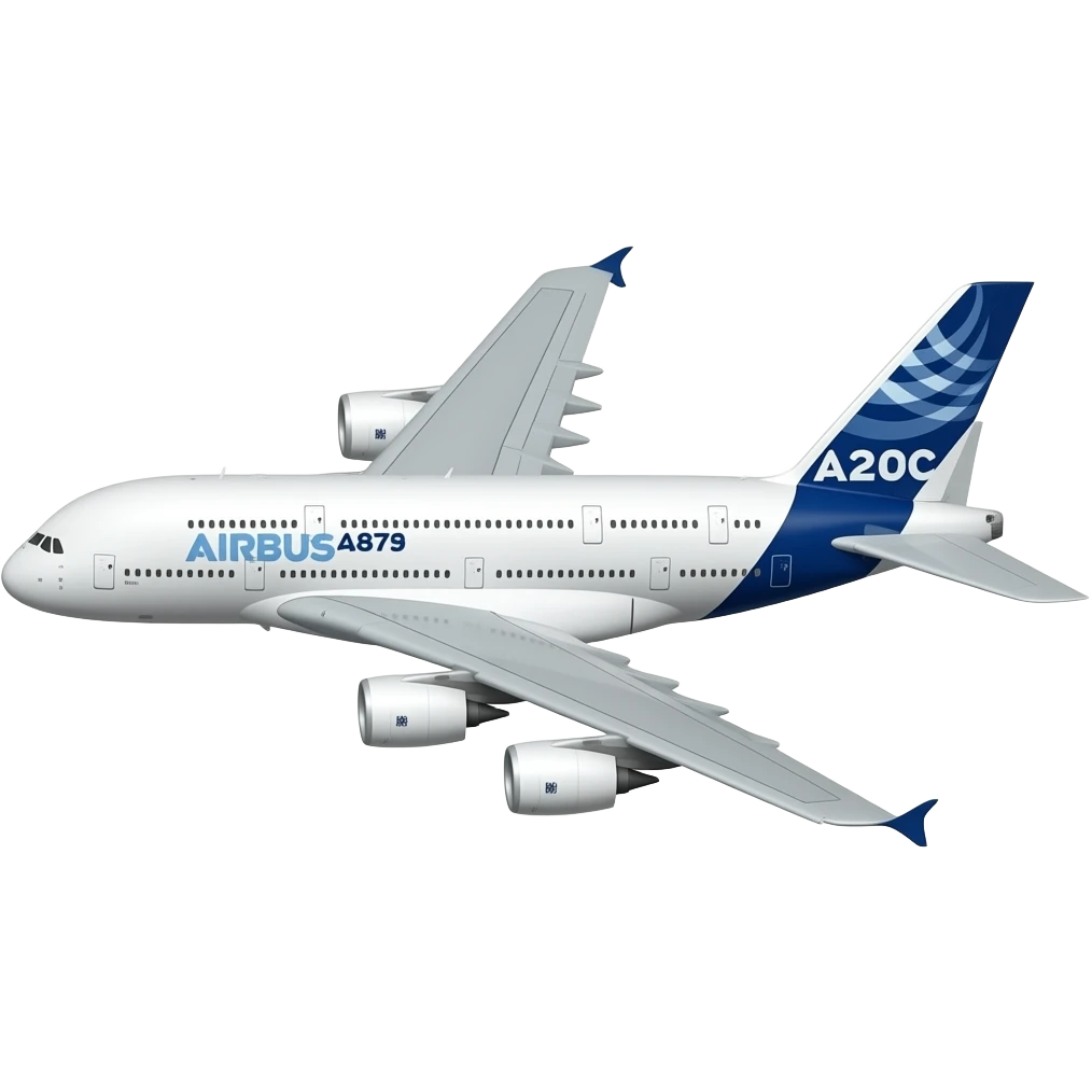 Airbus a380 realistic plane facing to the left bottom corner emoji