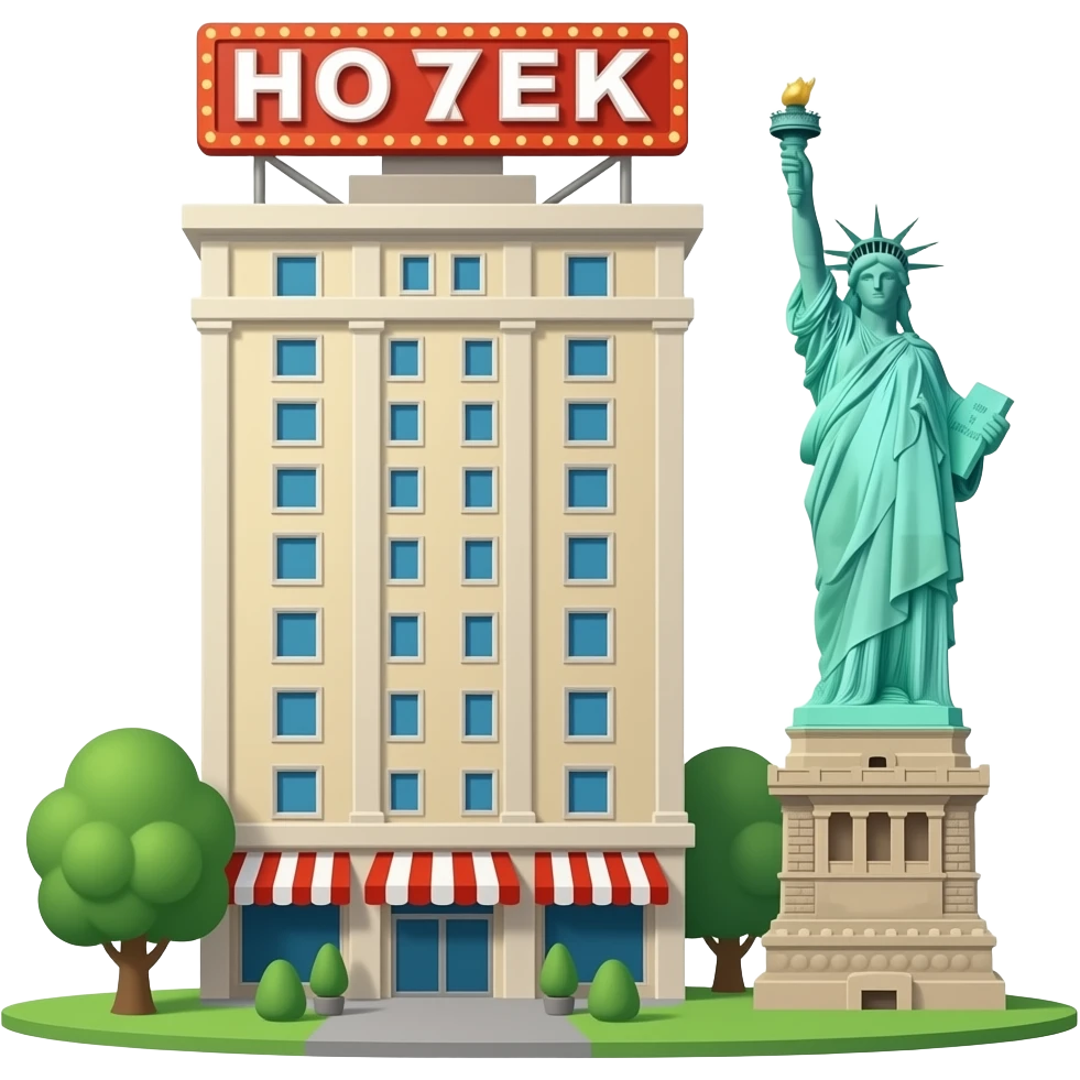 High HOTEL Building Signboard HOTEL in New York Central Park statue-of-liberty emoji