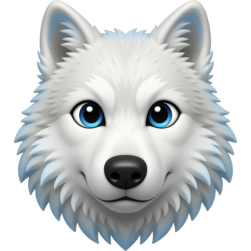 emoji estilo ios de cabeza de lobo con pelaje blanco y azul en puntas emoji