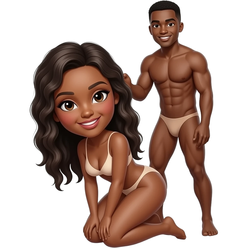 Nude Black lady bent over with nude black  guy behind emoji