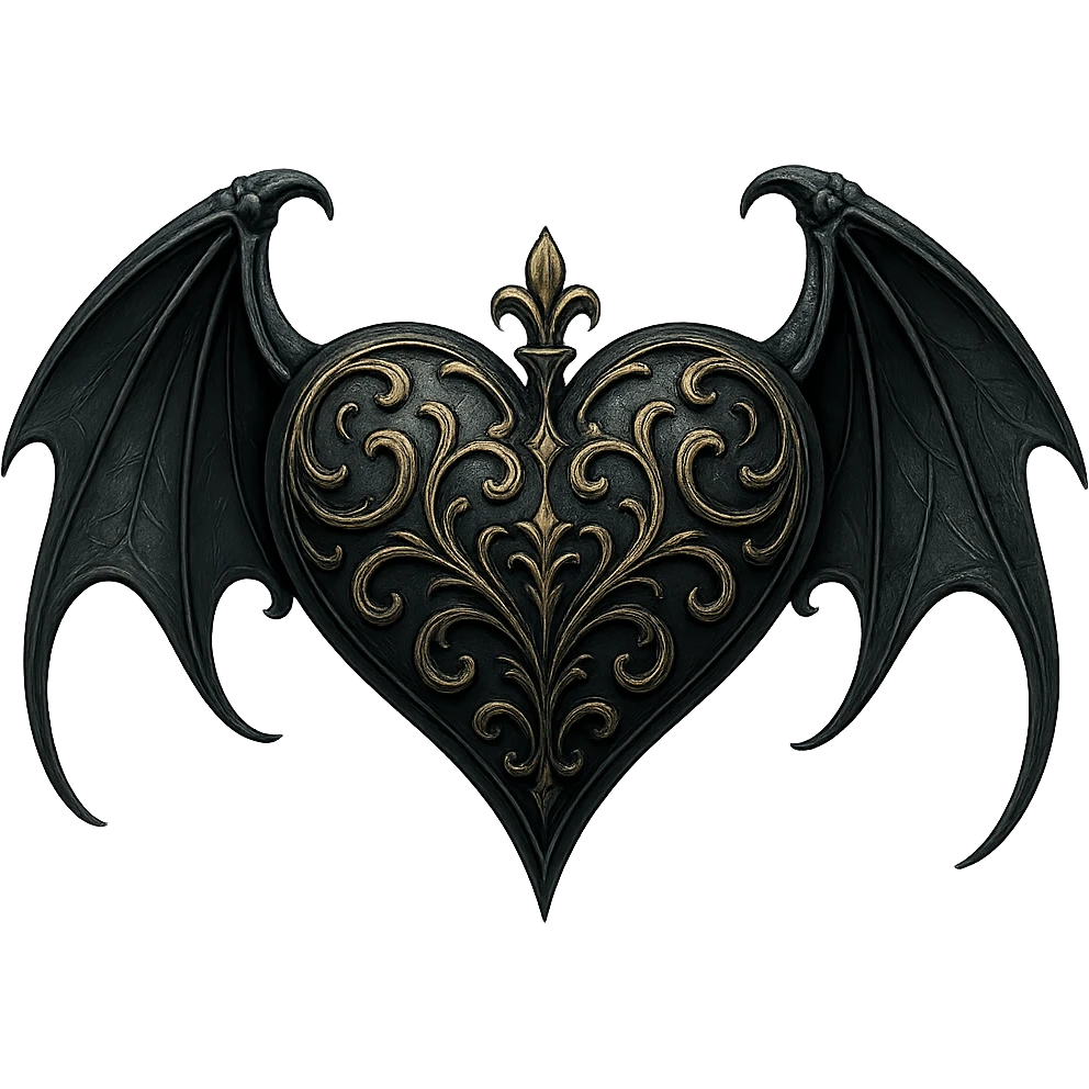 Remove the background from the image, keep the heart gothic and detailed, maintain a transparent background. emoji