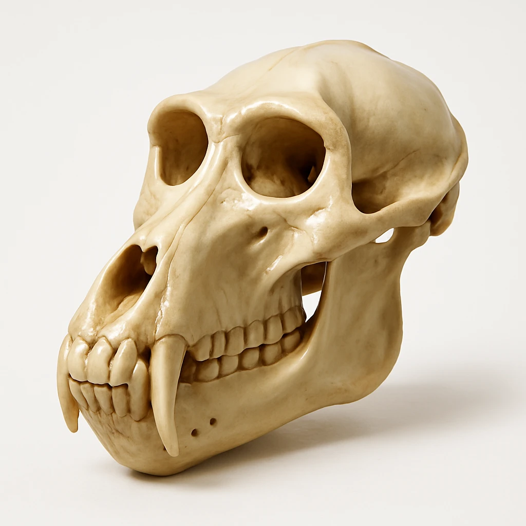 hyperrealistic baboon skull with shine, on a white background emoji