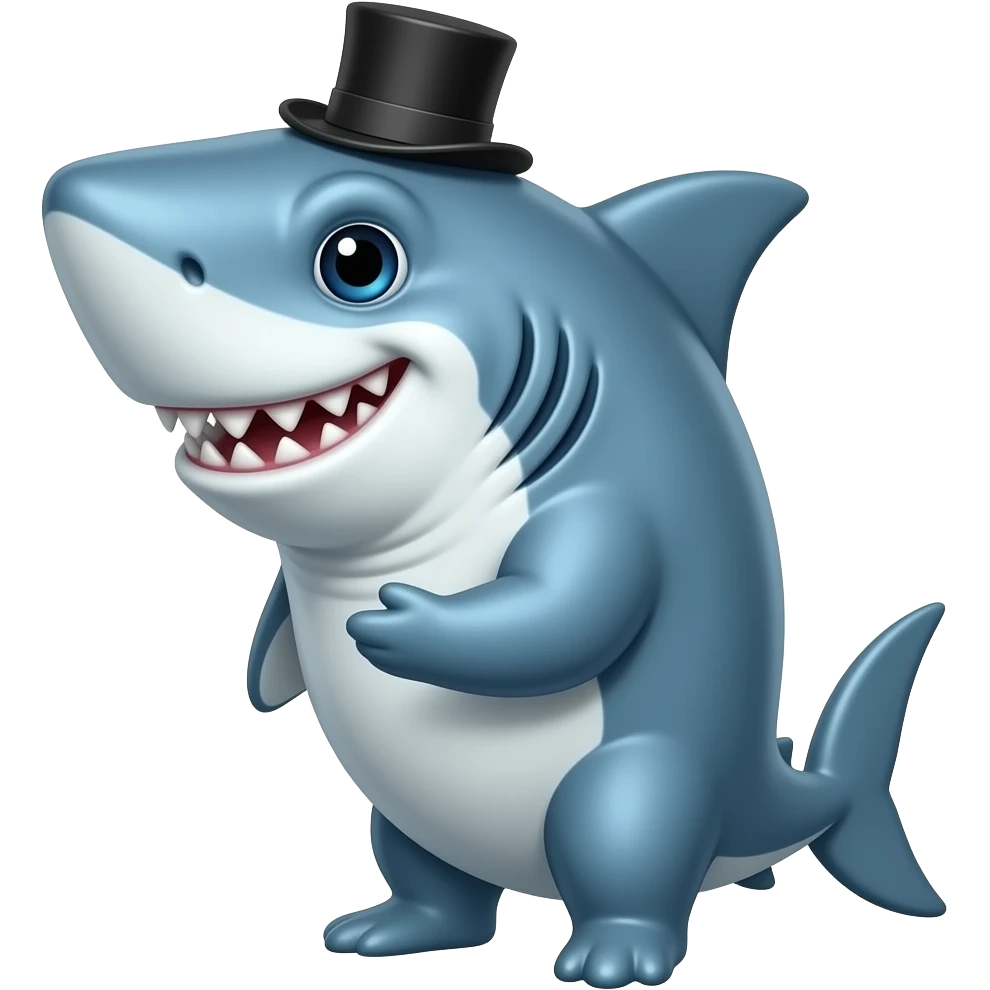 Shark with a top hat emoji