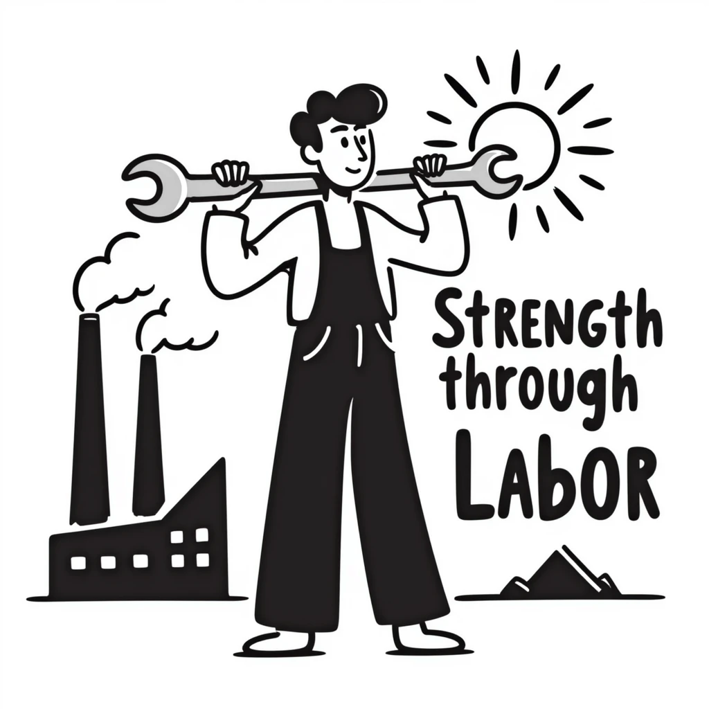 Communist propaganda poster design with worker emoji
