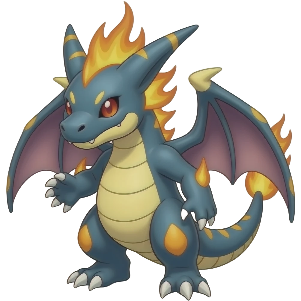 Garchomp-Veemon-Digimon-Latias-Peppercat-Pokémon-Flamedramon-fusion-animal-hybrid-creature, Full body emoji