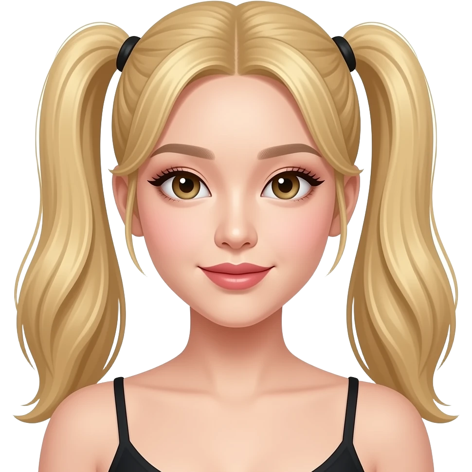 k pop idol asian woman blonde two pony tails emoji