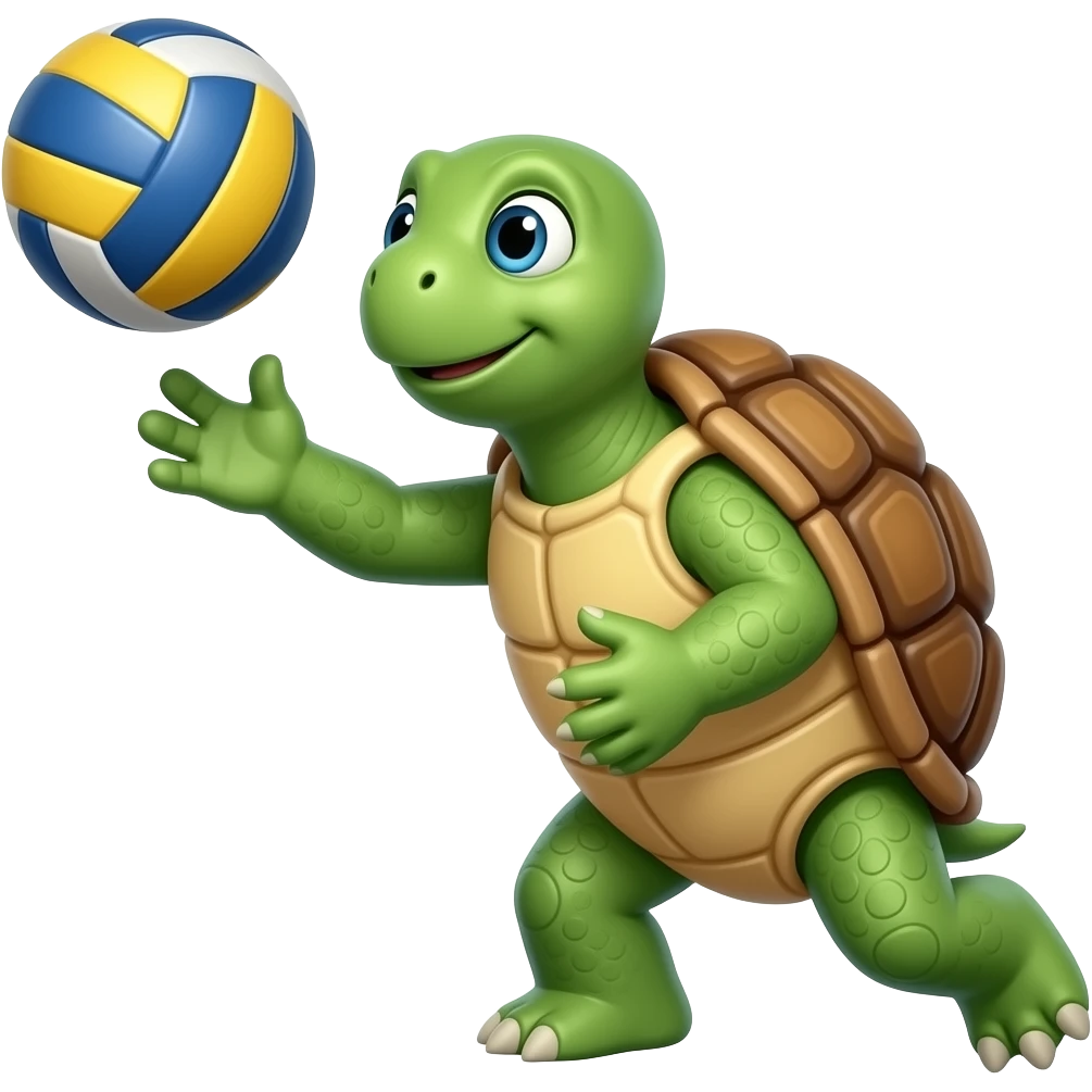 Playing volleyball turtle emoji