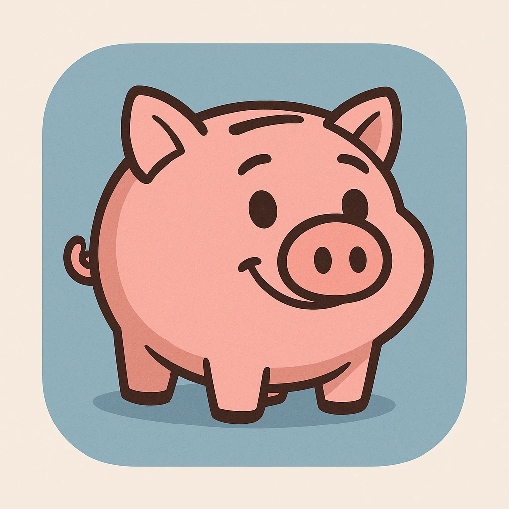 modern simple friendly piggy bank icon suitable for iOS app emoji