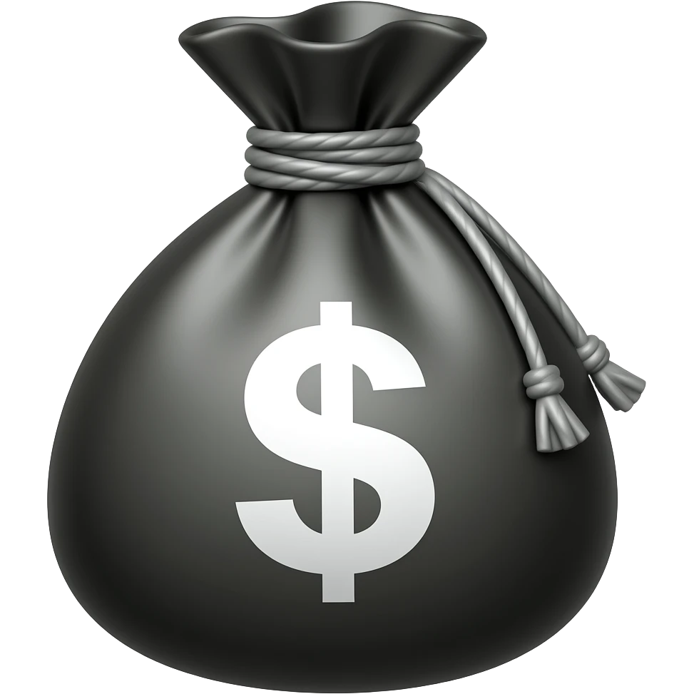 Black and white money bag emoji