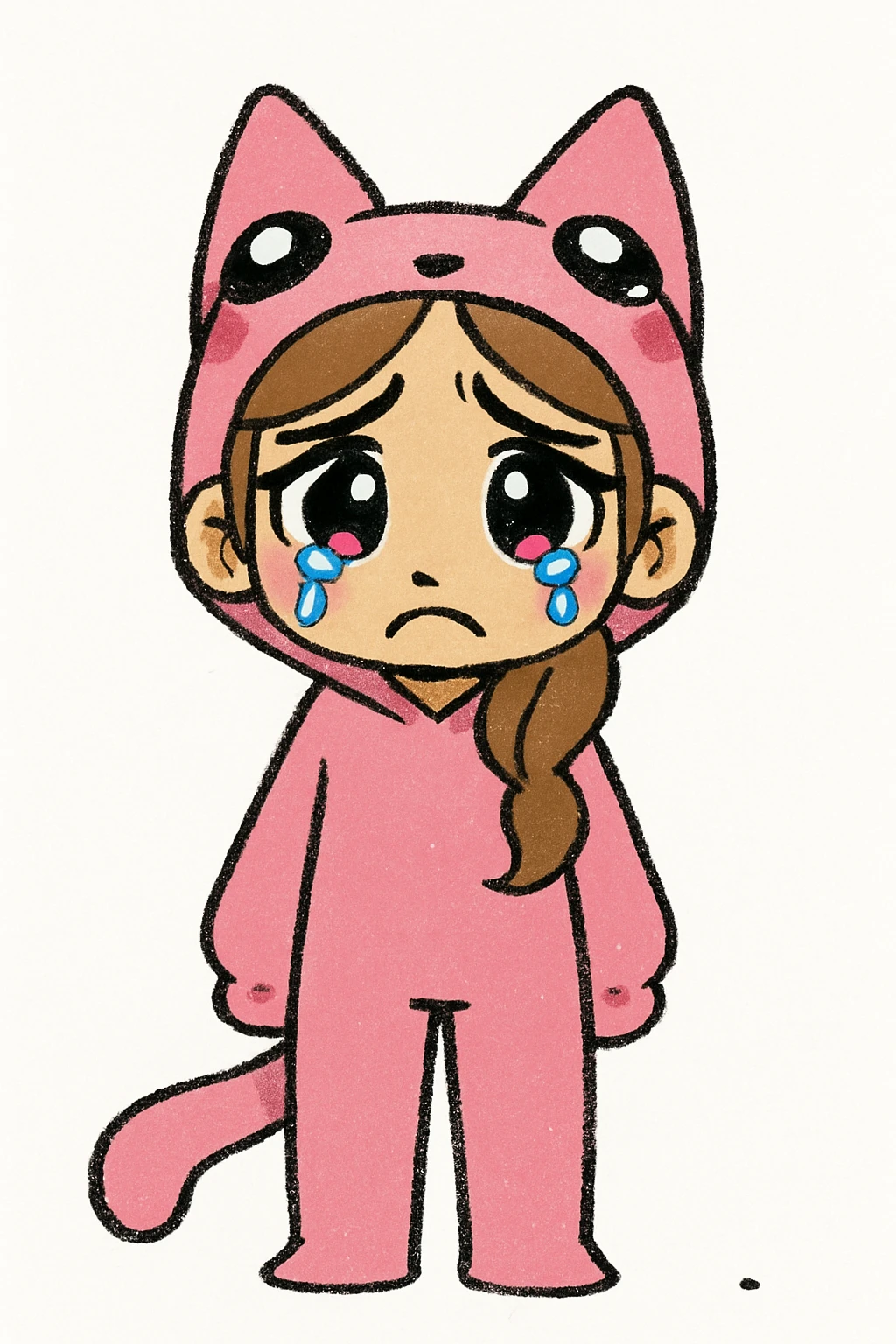 Keep the picture quality and style exactly the same as the original image. Edit the character to have a sad expression. emoji