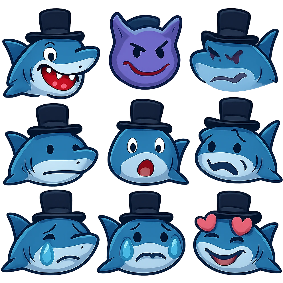 Shark with a top hat emoji