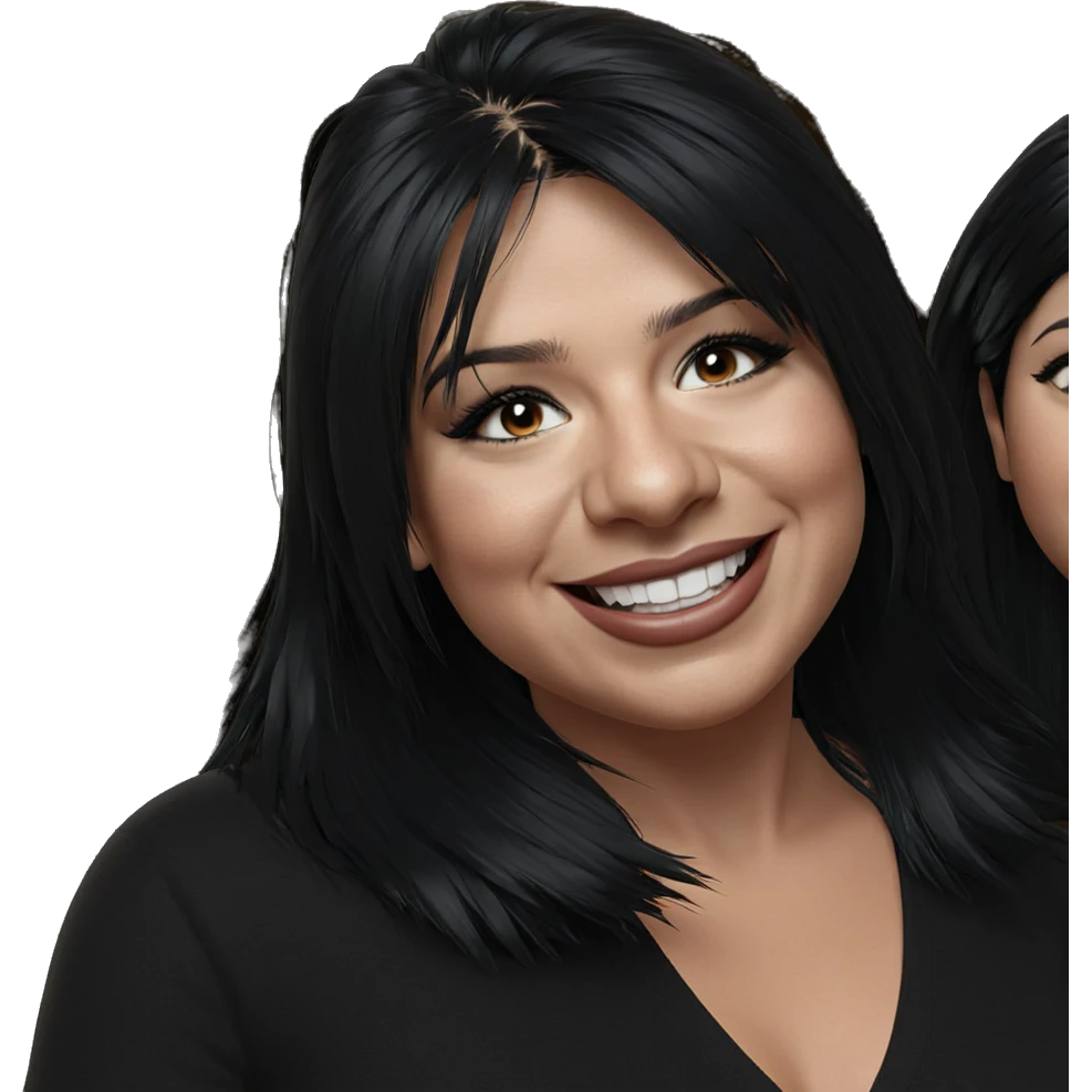 smiling girl with black hair emoji