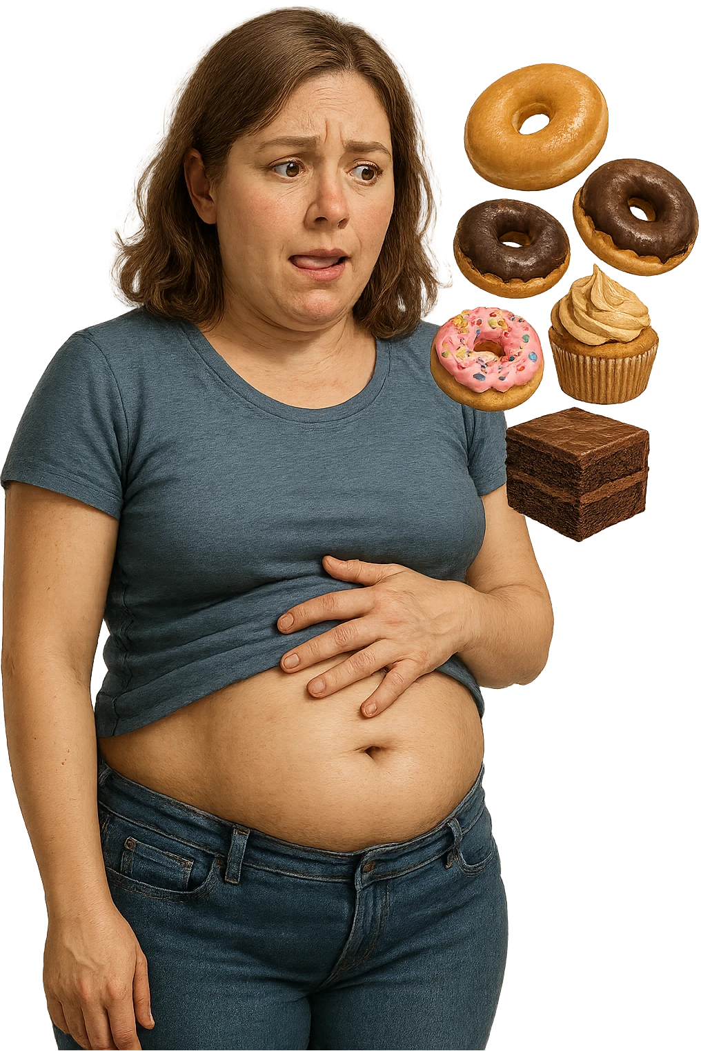 gonfiore addominale e voglia di dolci iperrealistica emoji