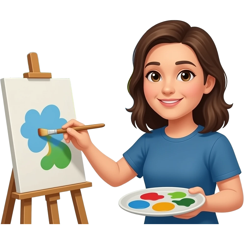 person painting at the grand tetons in the background emoji