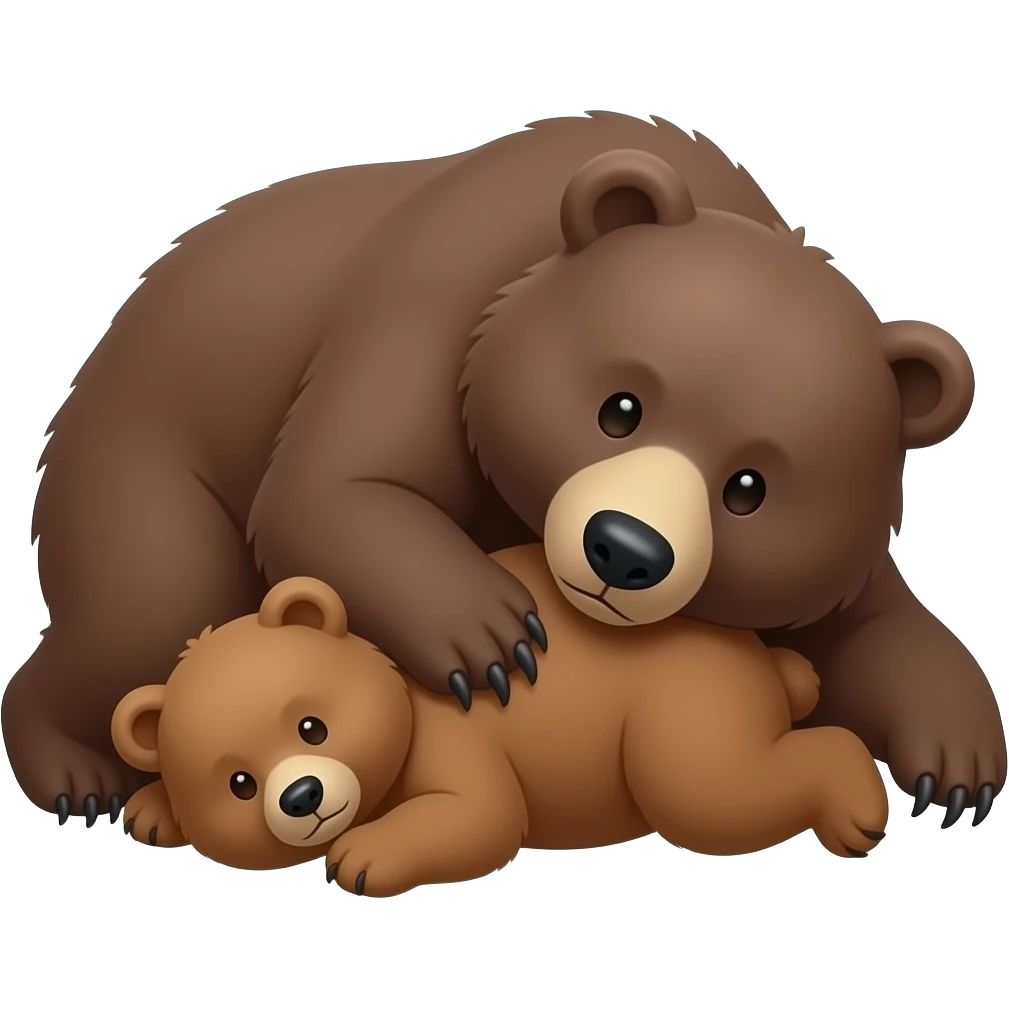 Big Bear laying crushing little bear emoji
