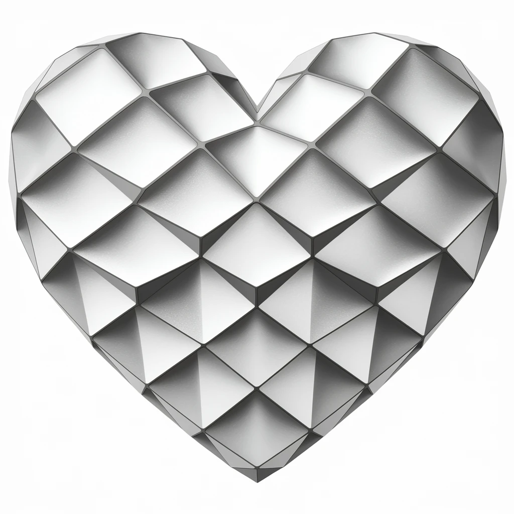 heart with a metallic white finish emoji