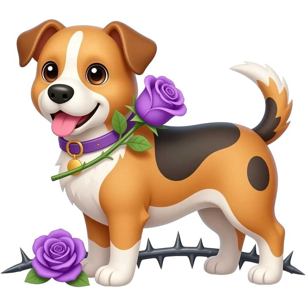 Cut out of Cute dogs with purple roses and  thorns emoji