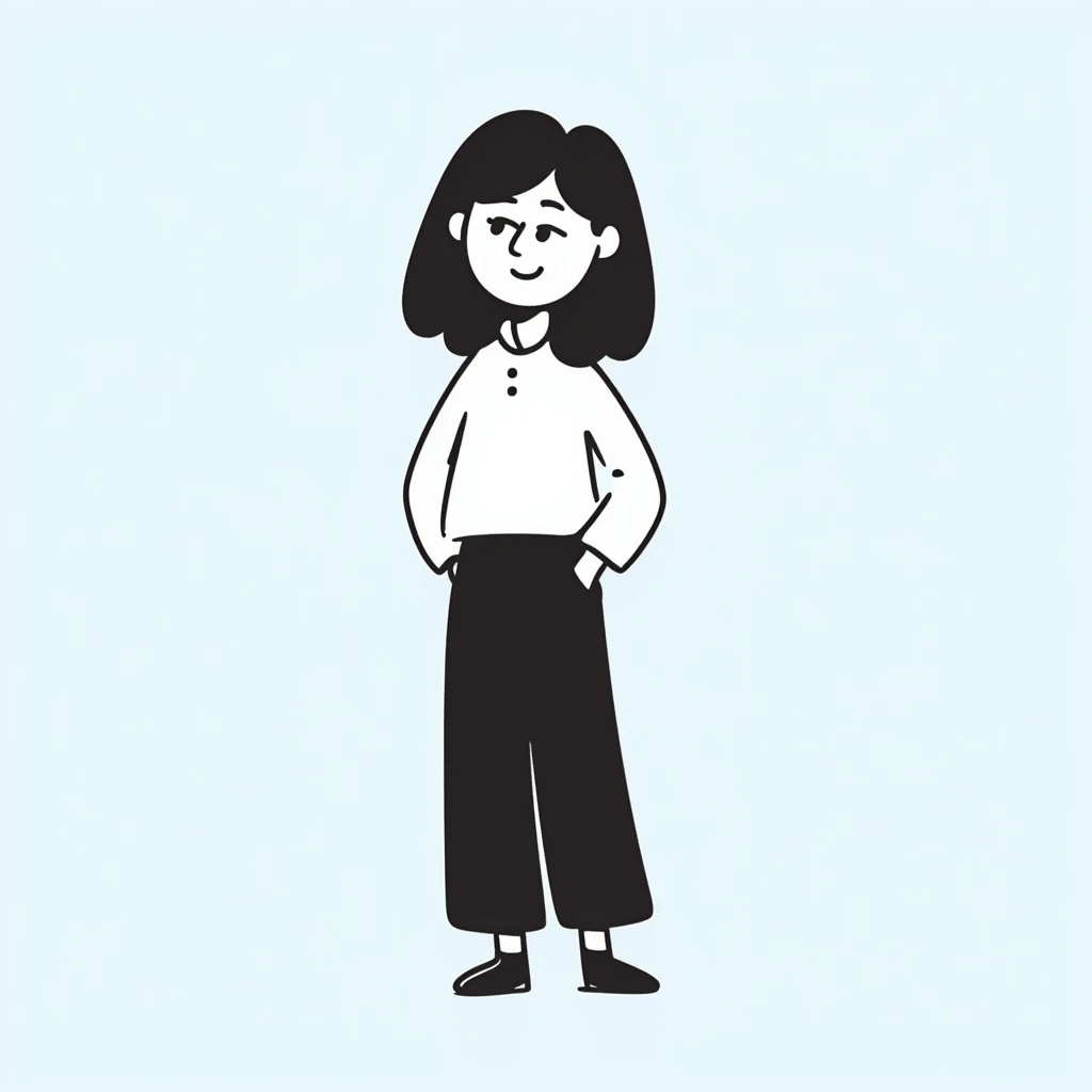 minimal hand-drawn emoji-style avatar of a professional team member in smart-casual attire, friendly, soft colors, subtle expression, plain or lightly colored background, inspired by modern vector illustrations for startups emoji
