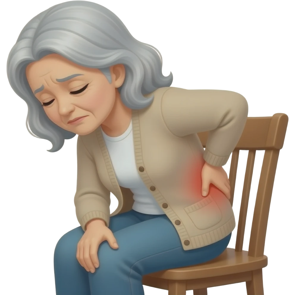 Old woman bent over, holding her back in pain emoji