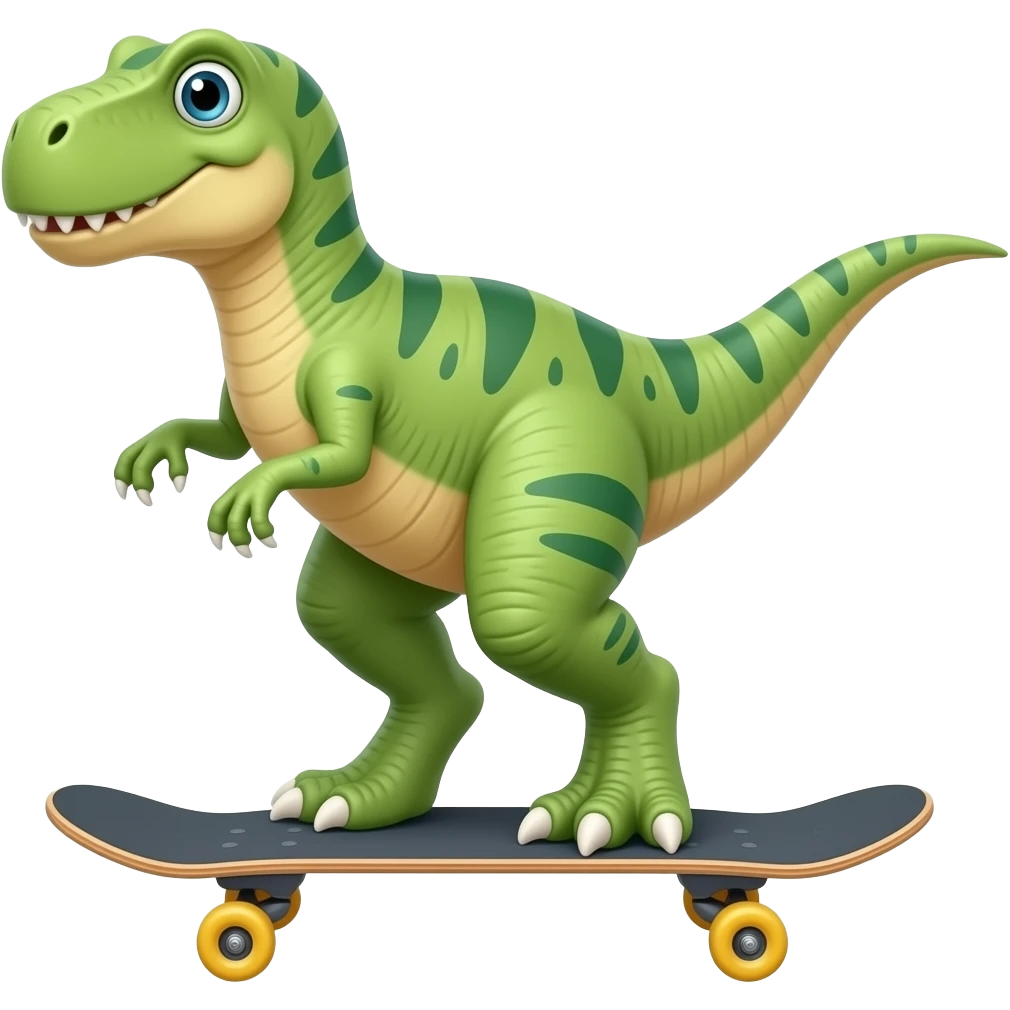 Dinosaur on a skateboard emoji
