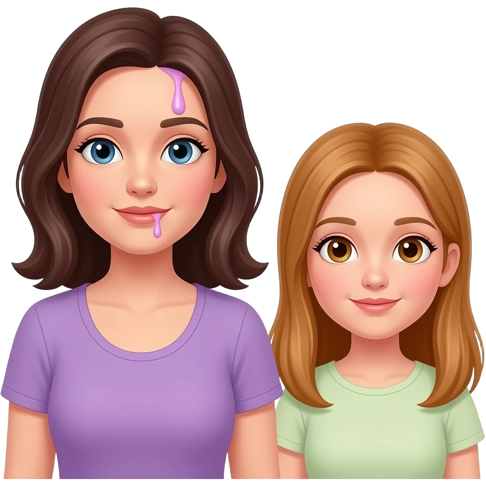 Mom has cum dripping from forehead, teen daughter beside her emoji