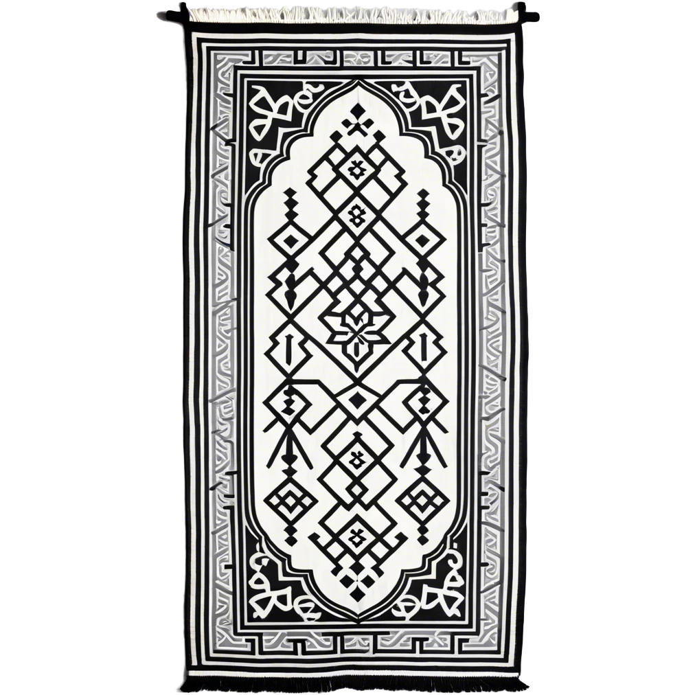 Grey and white Long rectangular prayer mat with geometric Andalusia pattern  emoji