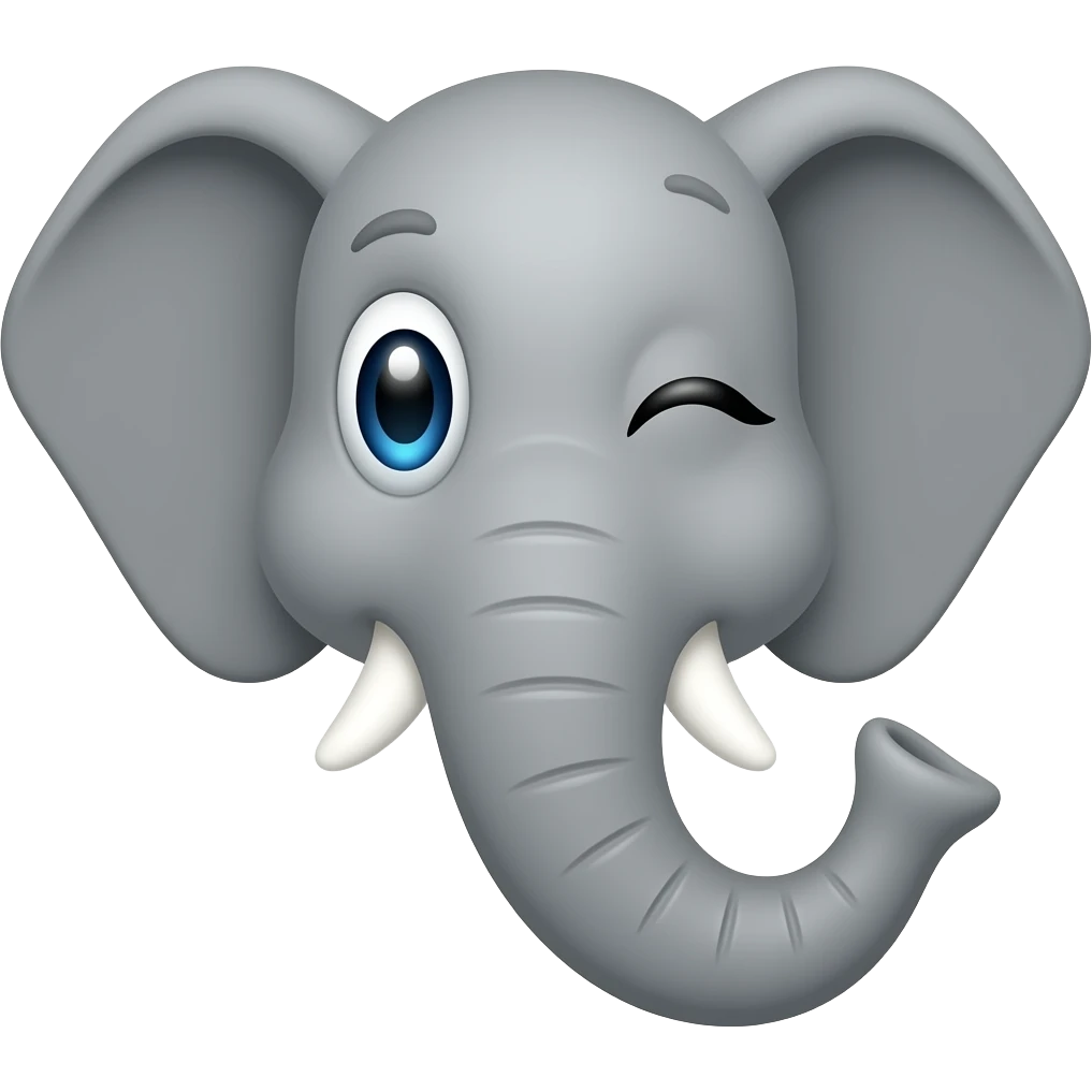elephant face happy wink eye emoji
