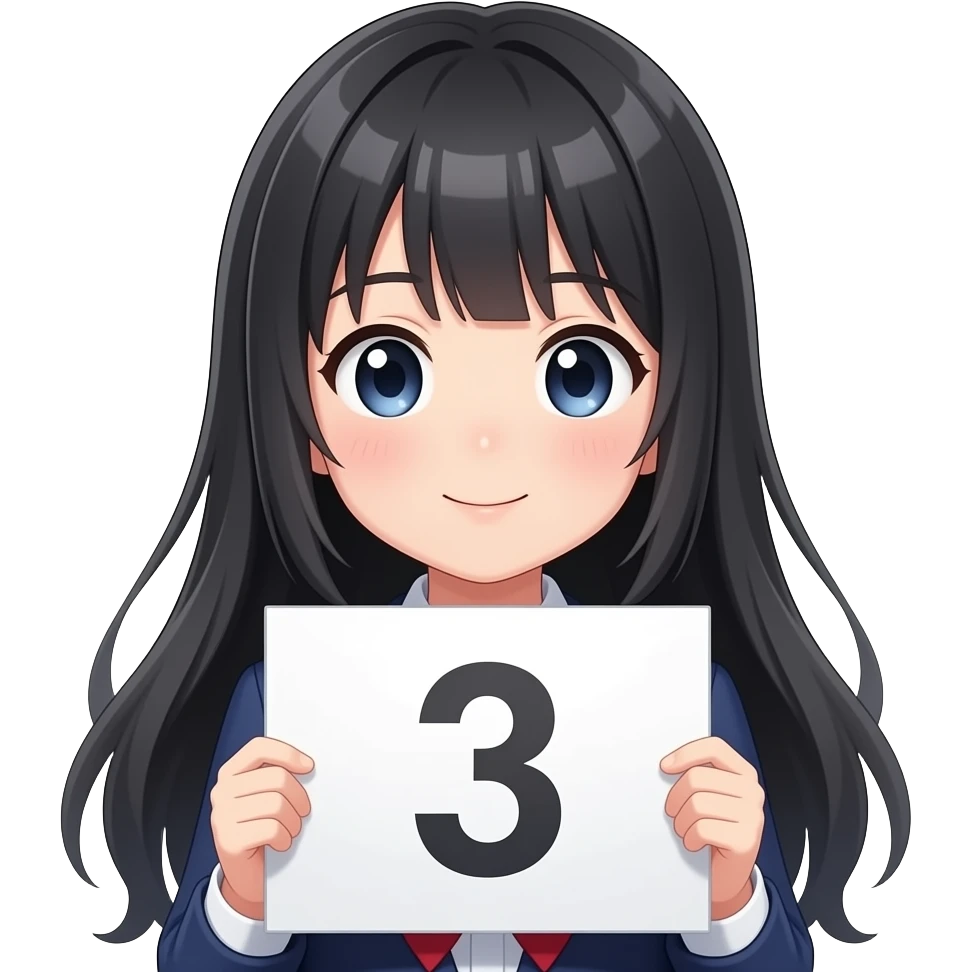 emoji Anime girl holding a sign with numbers emoji