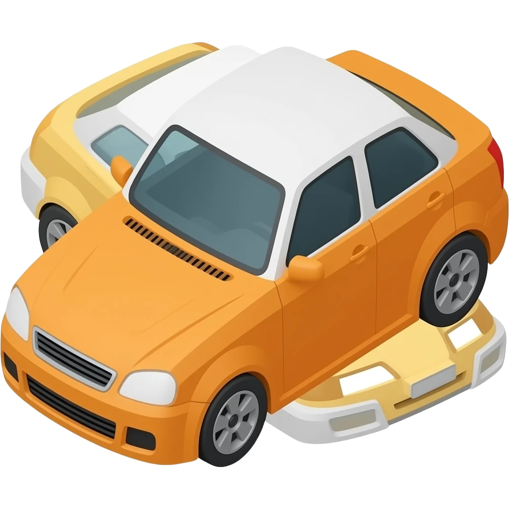 Lowpoly orange car with white roof emoji
