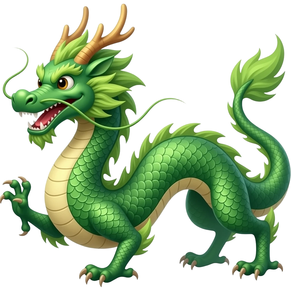 Green Chinese dragon emoji
