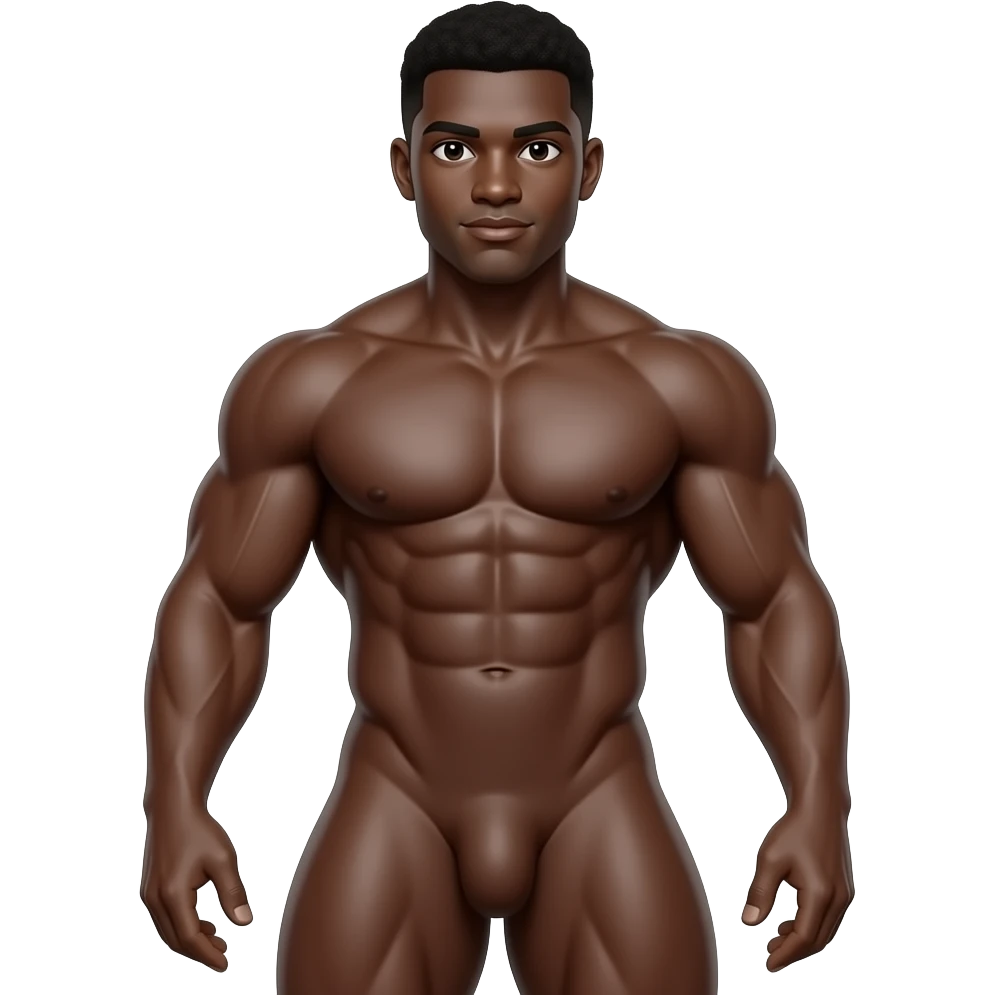 Cara negro bem dotado pelado corpo todo a mostrar com o penis duro motrando o penis emoji