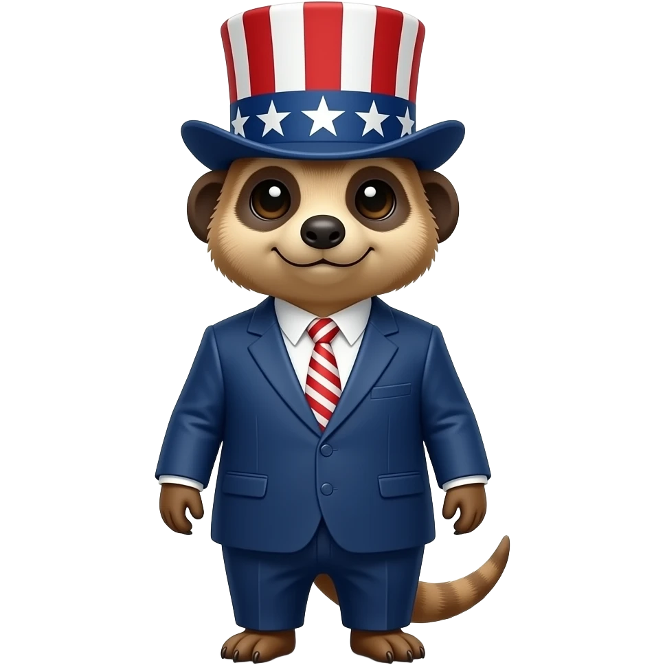 сурикат в образі президента сша з капелюхом в кольори американського прапору emoji