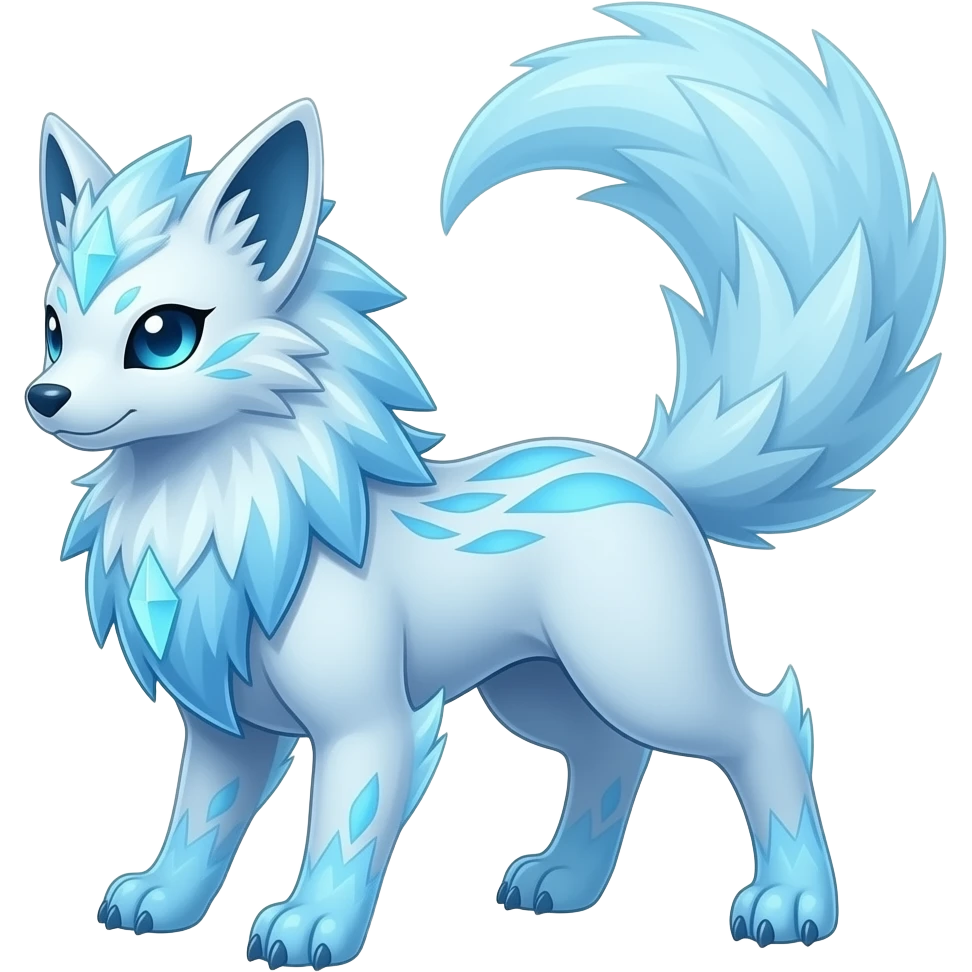 elemental icy floral ethereal glacial Axew-Rufflet-Brionne-Pokémon-Fakémon-hybrid-creature emoji