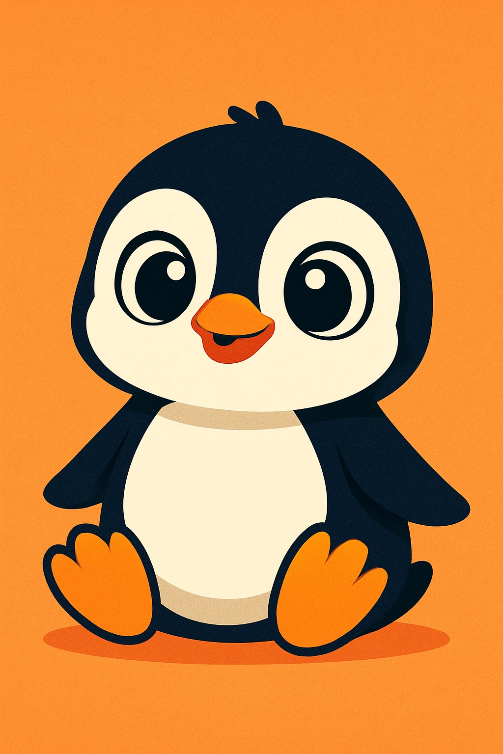 baby penguin, cartoon style, big eyes emoji