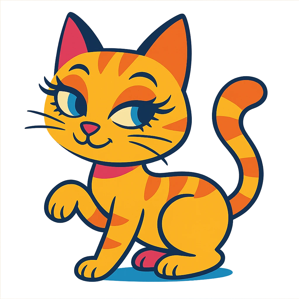 cat with eyelashes in vibrant style with a coquettish pose emoji