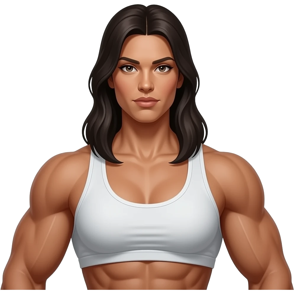 Strong tough female leader toned body muscles tanned skin emoji