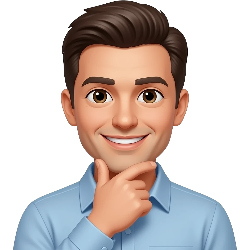 Smirk with hand on chin emoji