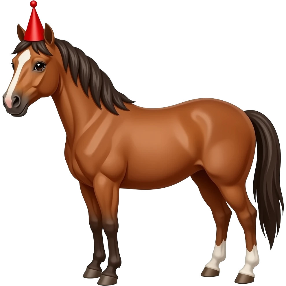 horse with party hat front view emoji