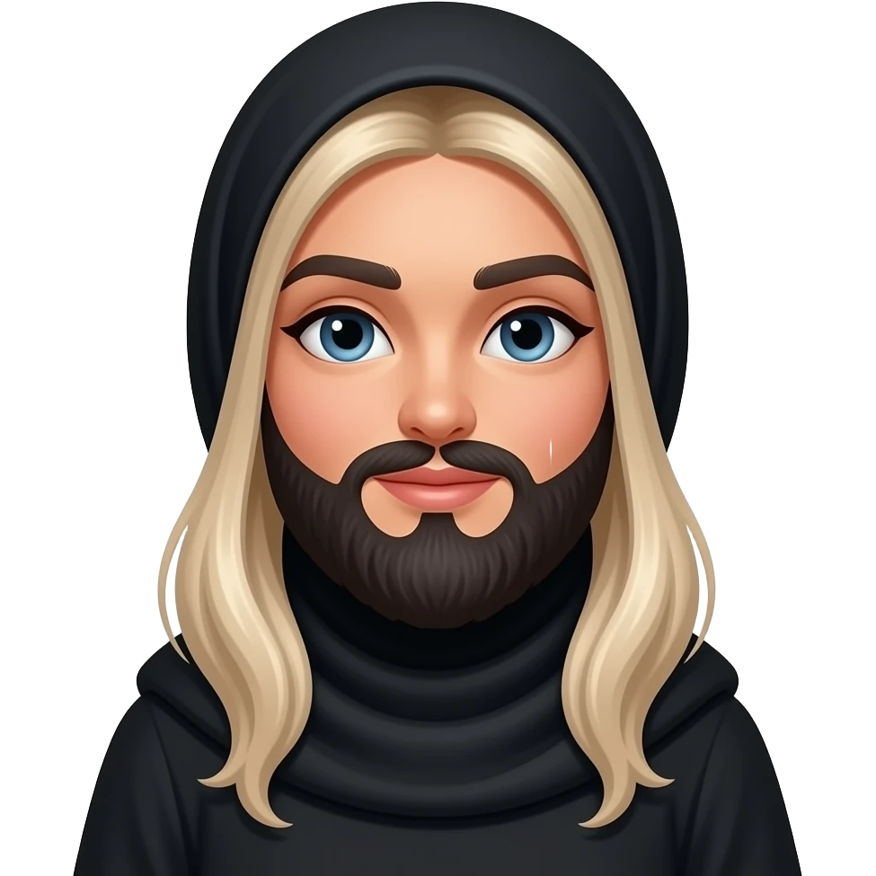 Add black Muslim beard lighten her hair emoji