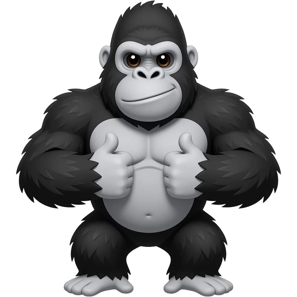 Cartoon gorilla thumps its chest emoji
