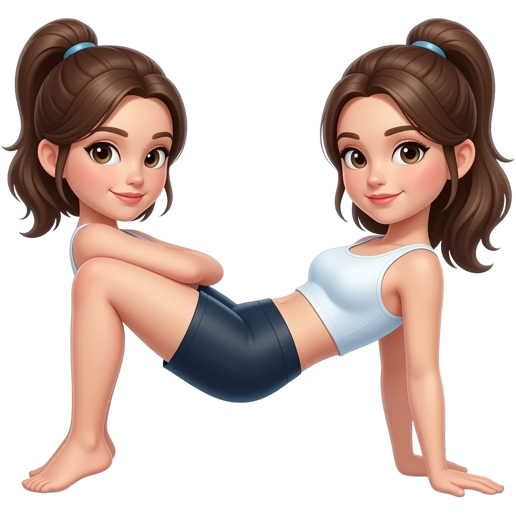 Girl brunette pale skin doing abs emoji