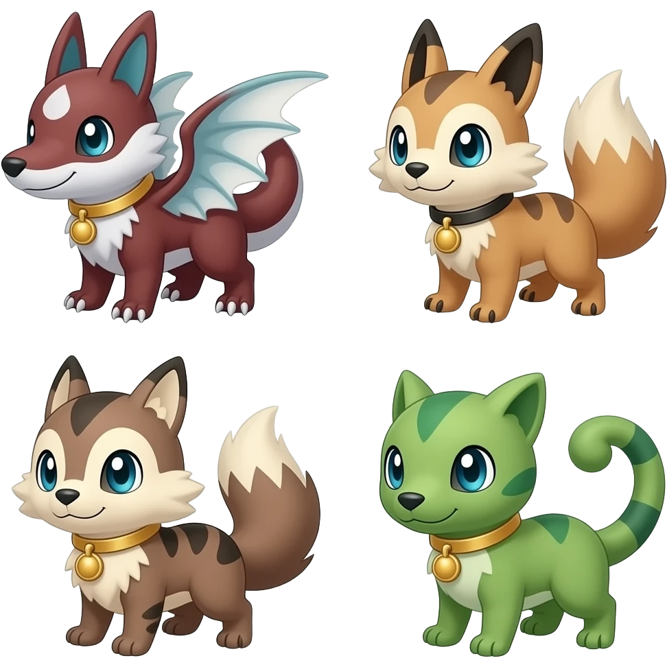 Cool Edgy Nargacuga-Absol-Zangoose-Sneasel-Quilava with a collar on, full body emoji