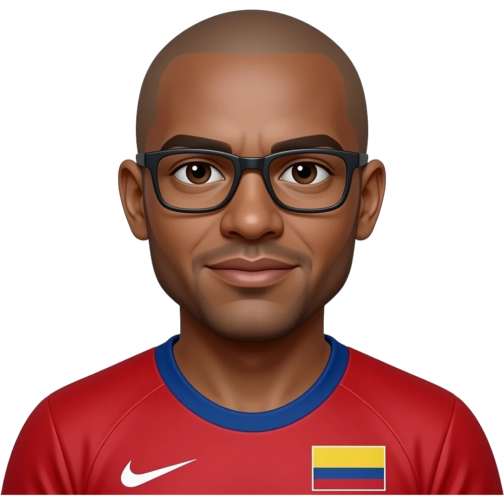 colombian bald male Athlete in red jersey With Glass emoji
