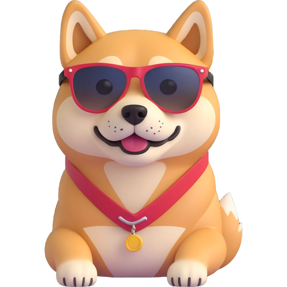 shiba inu wearing sunglasses, full body emoji