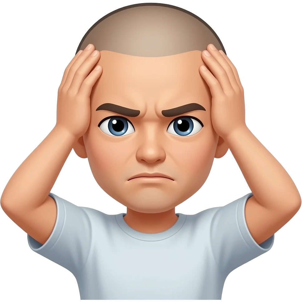 Asian china man with shaved head smacking his head in stupidity emoji