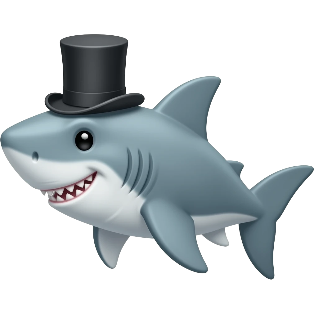 Shark with a top hat emoji