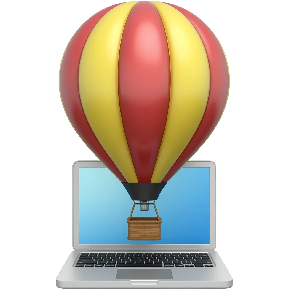 a laptop in the hot air balloon emoji