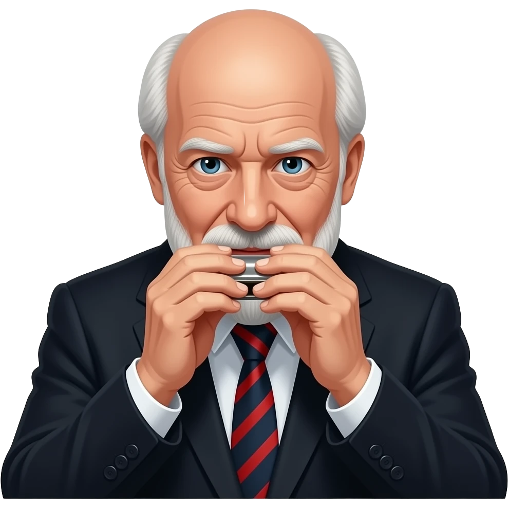 cool old harmonica player with few hairs emoji