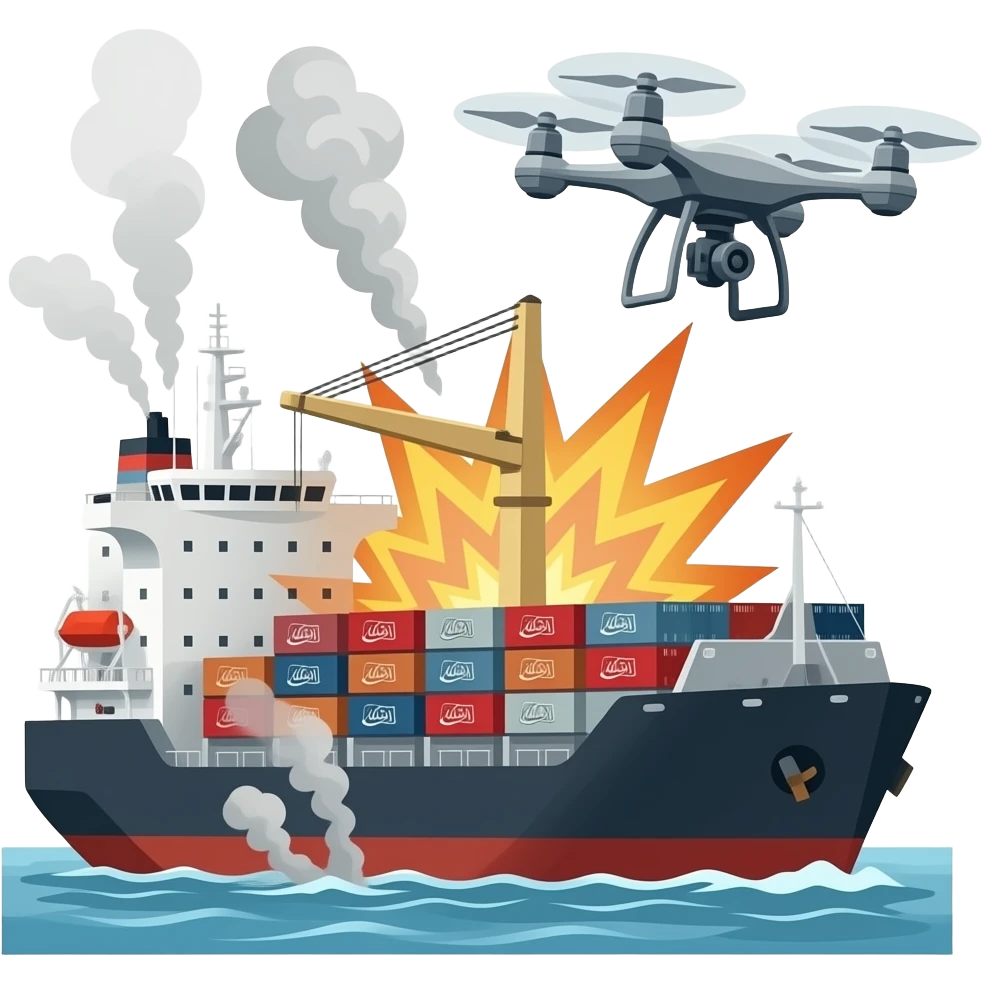 Houthis have used drones and missiles to attack international cargo ships in the Red Sea. emoji