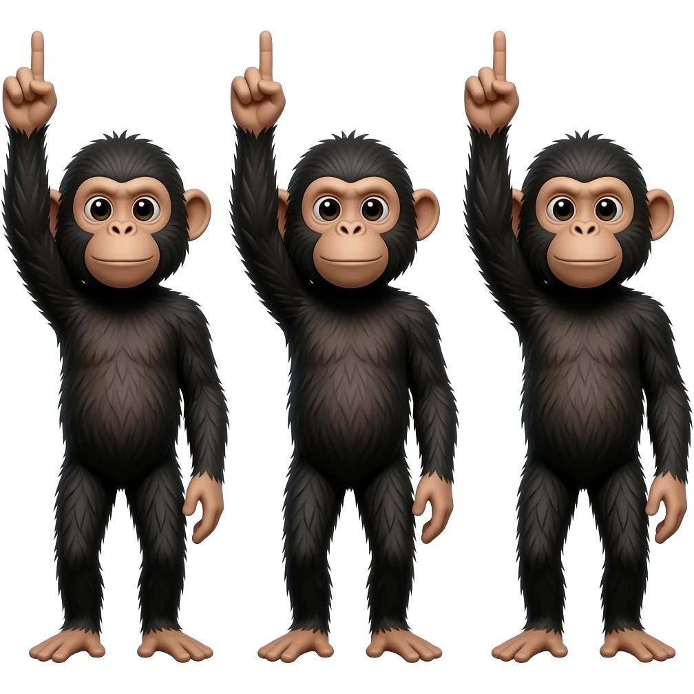 3 singes Omerta emoji en noir emoji